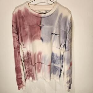 Carhartt WIP Work In Progress Sz S Red Blue Graphic Tie Dye Long Sleeve T-Shirt